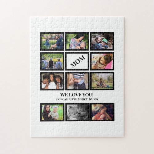 Custom Modern Mom Mothers Day 11 Photo Collage Jigsaw Puzzle