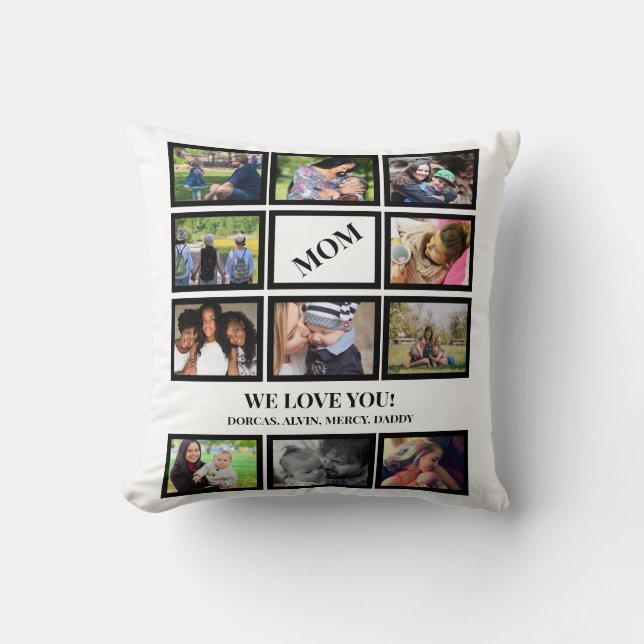 Custom Modern Mom Mothers Day 11 Photo Collage  Throw Pillow (Front)