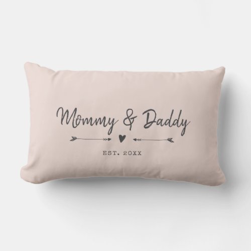 Custom Modern Mommy  Daddy New Parents Blush Pink Lumbar Pillow