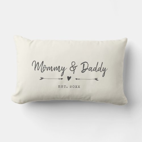 Custom Modern Mommy  Daddy New Parents Gift Lumbar Pillow
