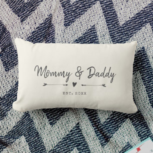 Custom Modern Mommy & Daddy New Parents Gift Lumbar Pillow
