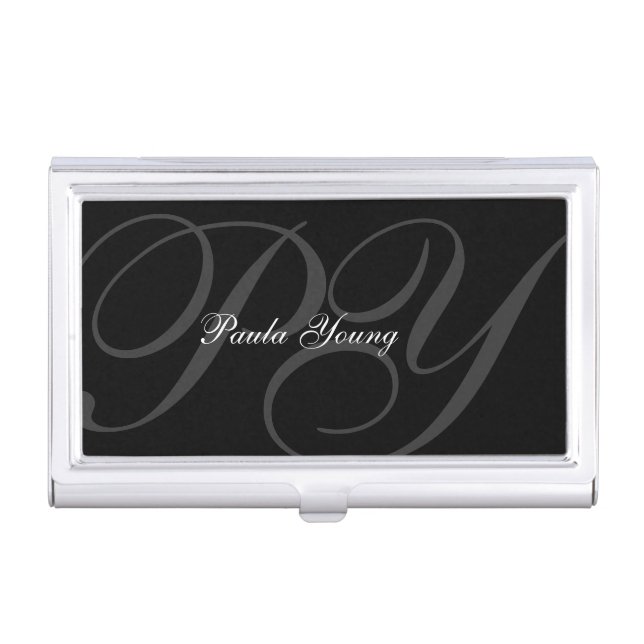 Custom Modern Monogram 2 Business Card Case (Front)