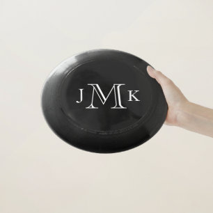 Custom Modern Monogram Black Wham-O Frisbee