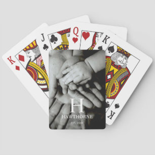 Custom Modern Monogram Full Photo Poker Cards