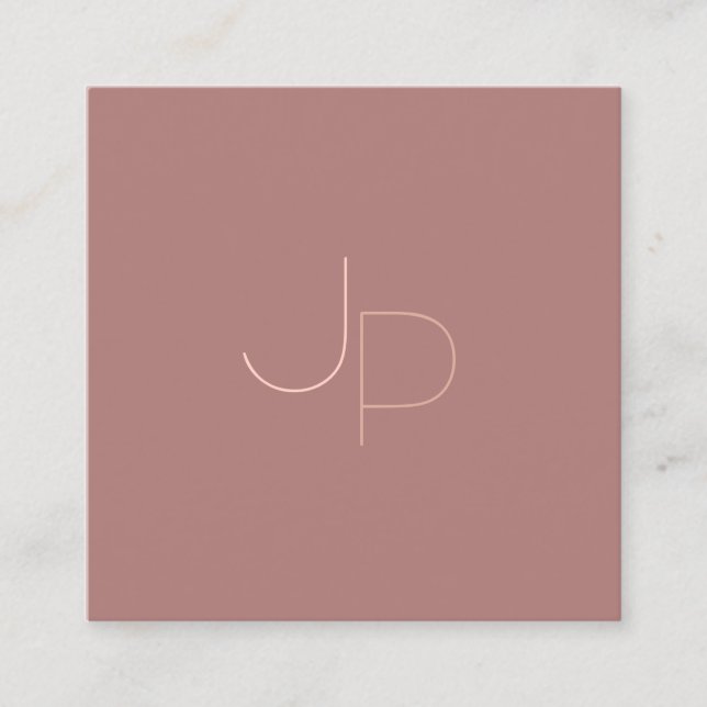Custom Modern Monogram Initial Template Square Business Card (Front)