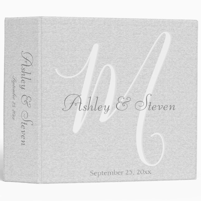 Custom Modern Monogram Wedding 3 Ring Binder (Front/Spine)