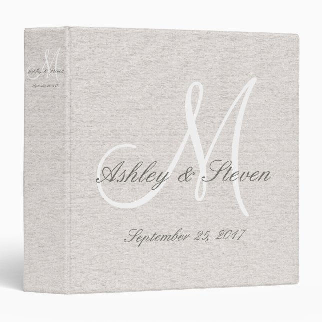 Custom Modern Monogram Wedding Binder (Front/Spine)