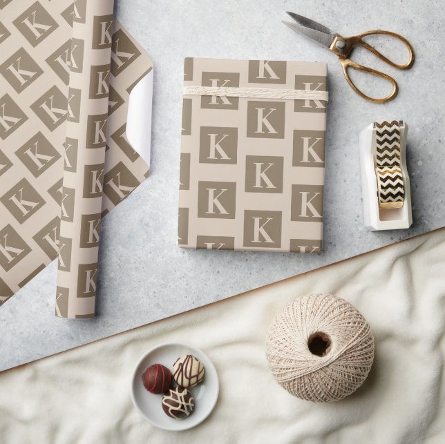 Custom Modern Monogrammed Neutral Shade Wrapping Paper (Crafts)