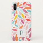 Custom Modern Mosaic Monogram Teal Pink iPhone X Case<br><div class="desc">Cover your phone in this gorgeous custom case featuring a leaf mosaic pattern in pastels and brights in orange,  pink,  yellow and teal. Personalize with the letter of your choice.</div>
