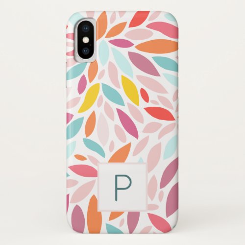 Custom Modern Mosaic Monogram Teal Pink iPhone X Case