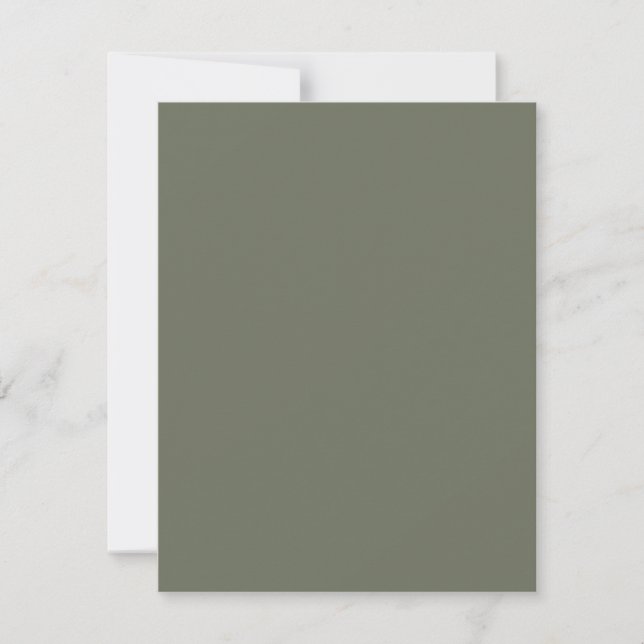 Custom Modern Moss Green Flat Save The Date Card (Front)