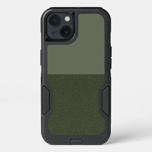 Custom Modern Moss Green Split OtterBox iPhone 13 Case (Back)