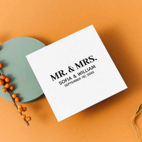 Custom Modern Mr And Mrs Wedding Napkins