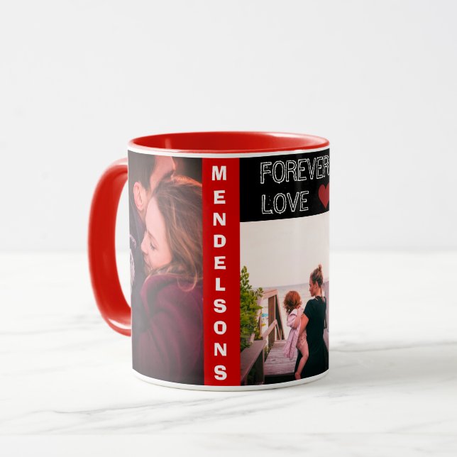 Custom modern multi photo and personalized text mug (Front Left)