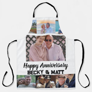 Custom Modern Name 7 Photo Anniversary    Apron
