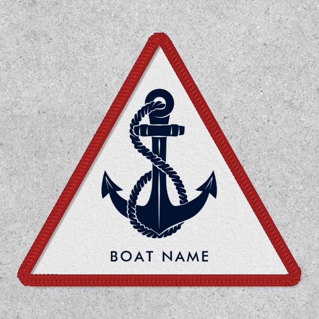 Custom Modern Nautical Boat Name Anchor Patch (Front)
