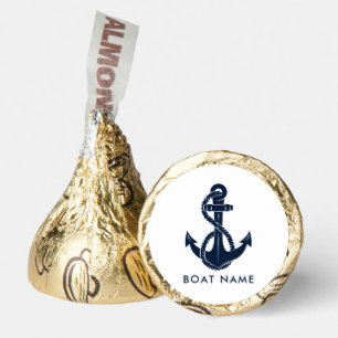 Custom Modern Nautical Boat Name Navy Blue Anchor Hershey®'s Kisses®
