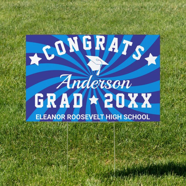 Custom Modern Navy Blue Graduation Banner Yard Sign (Creator Uploaded)