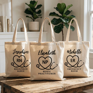 Custom Modern Nurse Doctor Healthcare Worker Gift Tote Bag