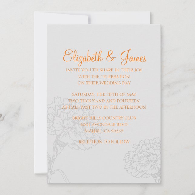 Custom Modern Orange Wedding Invitations (Front)