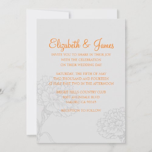 Custom Modern Orange Wedding Invitations