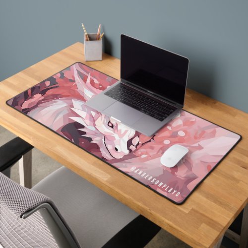 Custom Modern Pastel Pink Dragon Gaming Desk Mat