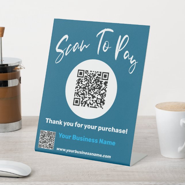 Custom Modern Pay Here Business Pedestal Sign (In SItu)