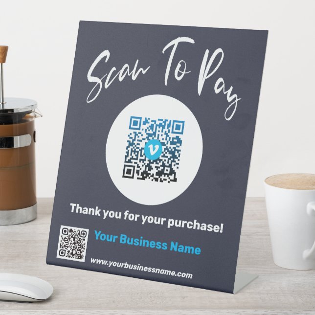 Custom Modern Pay Here Business Pedestal Sign (In SItu)