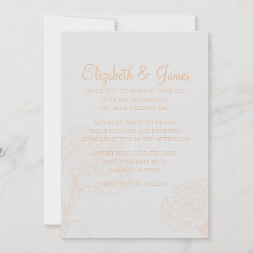 Custom Modern Peach Wedding Invitations
