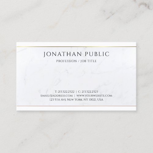 Custom Modern Personalized Elegant Gold Marble Business Card