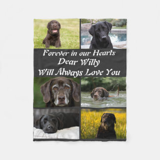 Custom modern Pet Memorial 6 Photo Collage Fleece Blanket