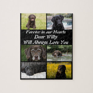 Custom modern Pet Memorial 6 Photo Collage   Jigsaw Puzzle