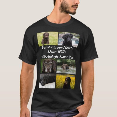 Custom modern Pet Memorial 6 Photo Collage  T_Shirt