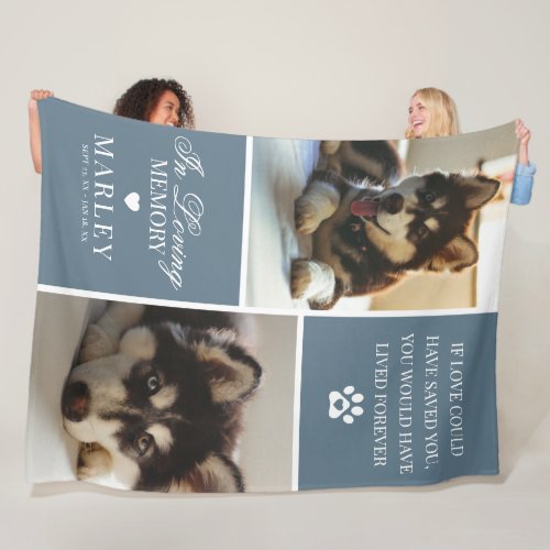 Custom Modern Pet Memorial Photo Fleece Blanket