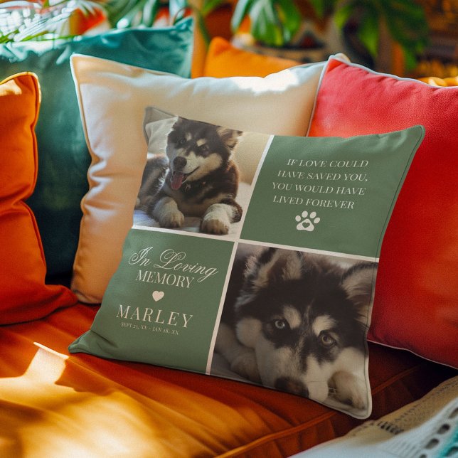 Custom Modern Pet Memorial Photo Throw Pillow (Creator Uploaded)