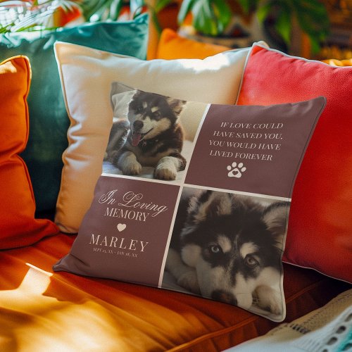 Custom Modern Pet Memorial Photo Throw Pillow