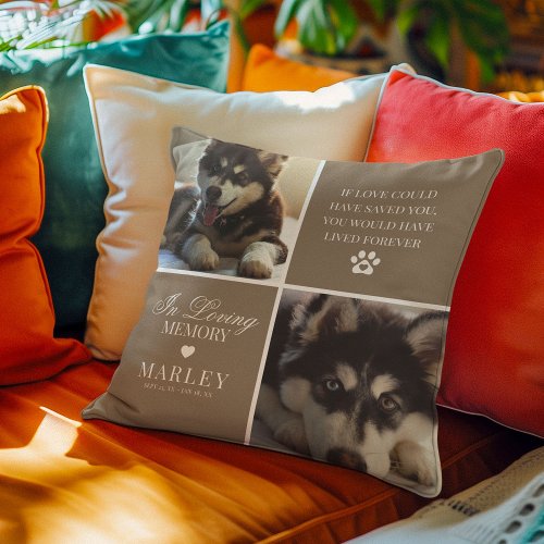 Custom Modern Pet Memorial Photo Throw Pillow