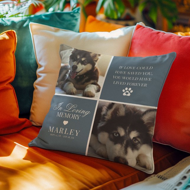 Custom Modern Pet Memorial Photo Throw Pillow (Creator Uploaded)