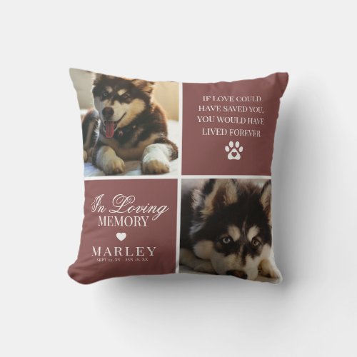 Custom Modern Pet Memorial Photo Throw Pillow