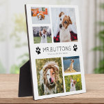 Custom Modern Pet Name Photo Collage Dog Cat Lover Plaque<br><div class="desc">Simple,  modern pet photo plaque featuring your favorite pictures of your fur baby in a minimalist photo collage with custom name and message alongside paw prints. This is the black version.</div>