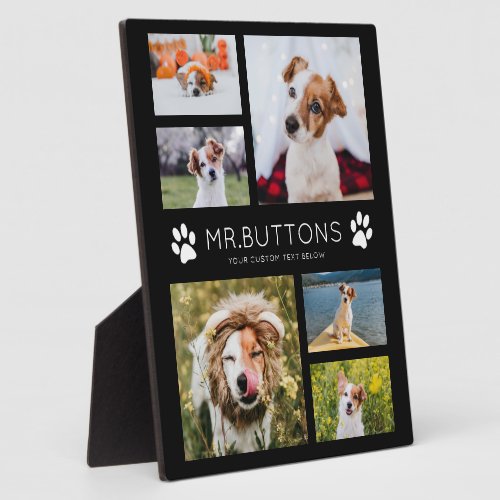 Custom Modern Pet Name Photo Collage Dog Cat Lover Plaque