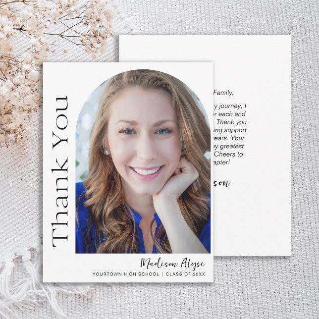 Custom Modern Photo Arch Graduation  Thank You Card (Modern graduation thank you photo arch card.)