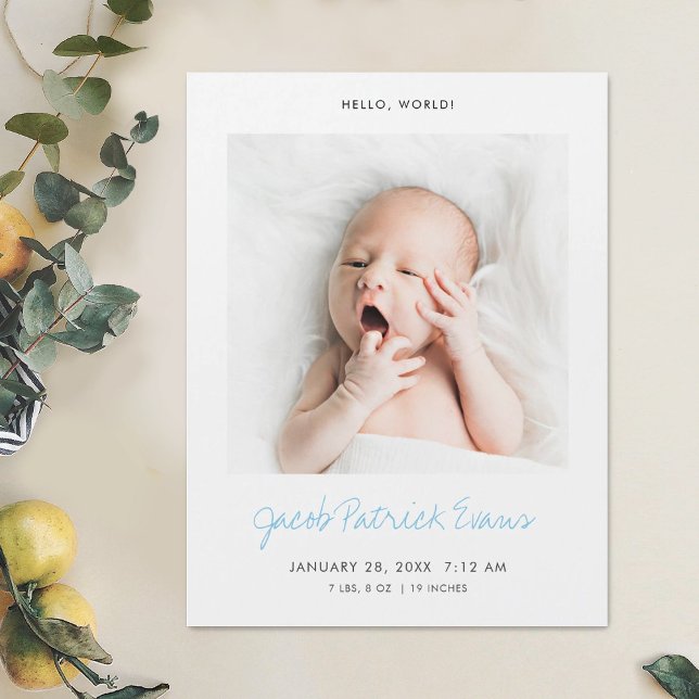 Custom Modern Photo Birth Announcement Magnet (Creator Uploaded)