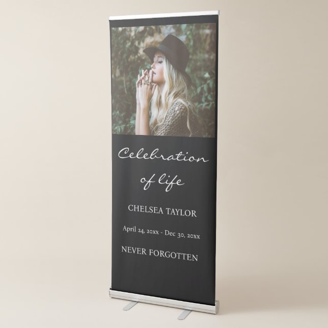Custom Modern Photo Celebration Of Life Funeral  Retractable Banner (3/4)