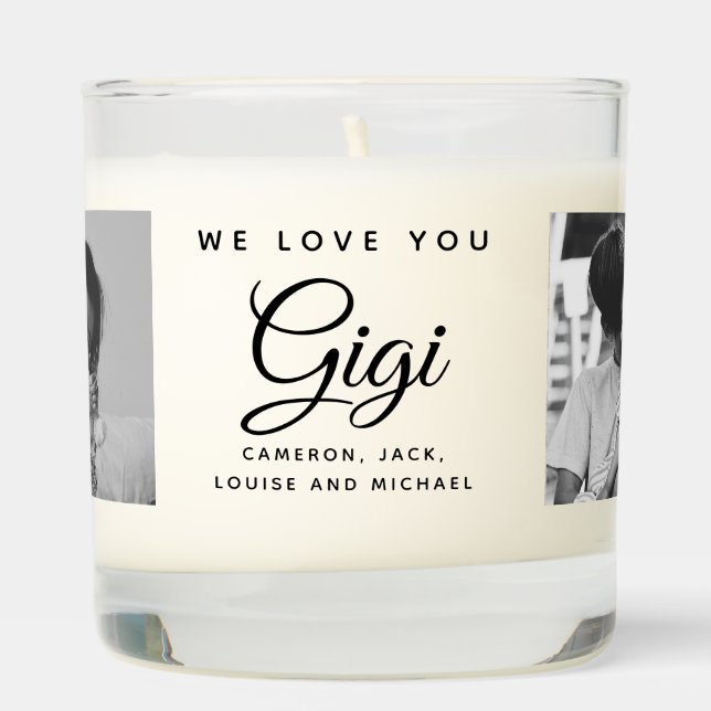 Custom Modern Photo Collage Gigi Mother's Day Scented Candle (Right)