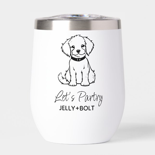 Custom Modern Photo Elegant Dog  Thermal Wine Tumbler (Front)