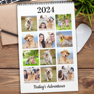 Custom Modern Photo Family Dog Pet Create Your Own Calendar