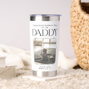 Custom Modern Photo First Father's Day Daddy Insulated Tumbler