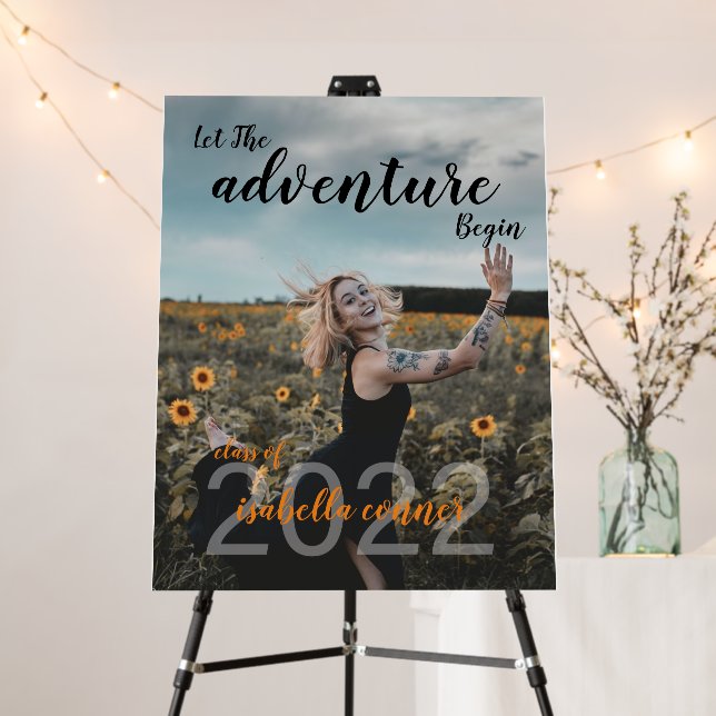 Custom Modern Photo Graduation 2022 Foam Board (In Situ (Stand))