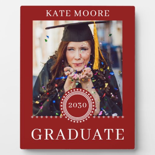 Custom Modern Photo Graduation Keepsake Plaque